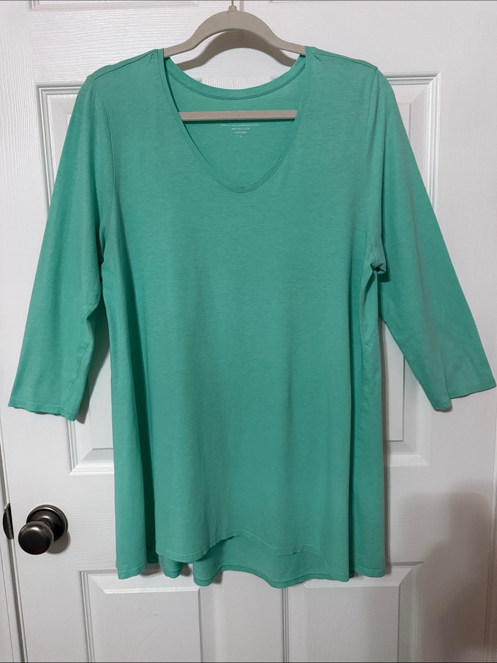 Pure Jill V-Neck 3/4 Sleeve Tunic in Aqua